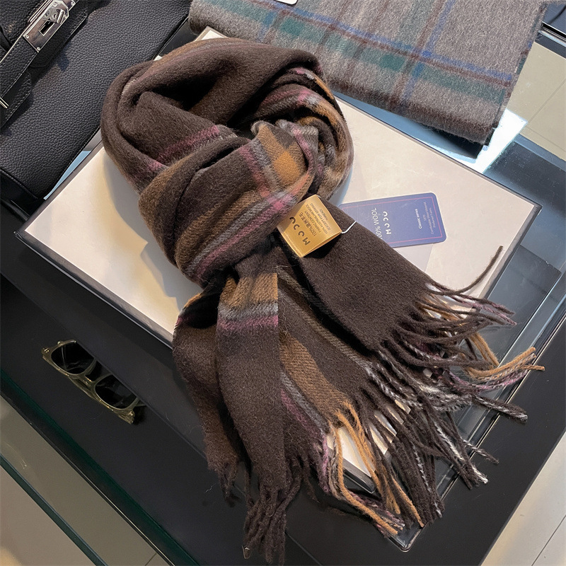 Muffler Men Wool - 高品質純粋な 100% ウール男性スカーフソフト暖かいカシミヤマフラー男性秋冬ショールビジネススカーフクリスマスギフト男の子