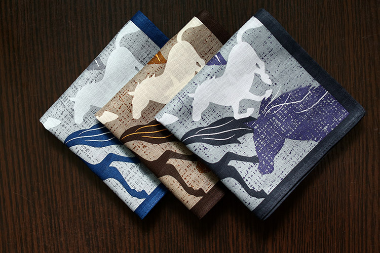 Handkerchief Cotton Men - 良質の日本の綿ハンカチ,男性用のポケットハンカチ,馬が走るポケットハンカチ,53x53cmの正方形