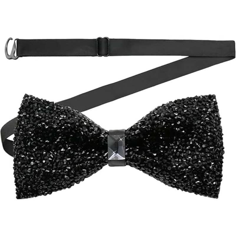 Bow Tie Pre Tied - ファッションラインストーン蝶ネクタイ メンズ レディース プレタイド シークイン ダイヤモンド