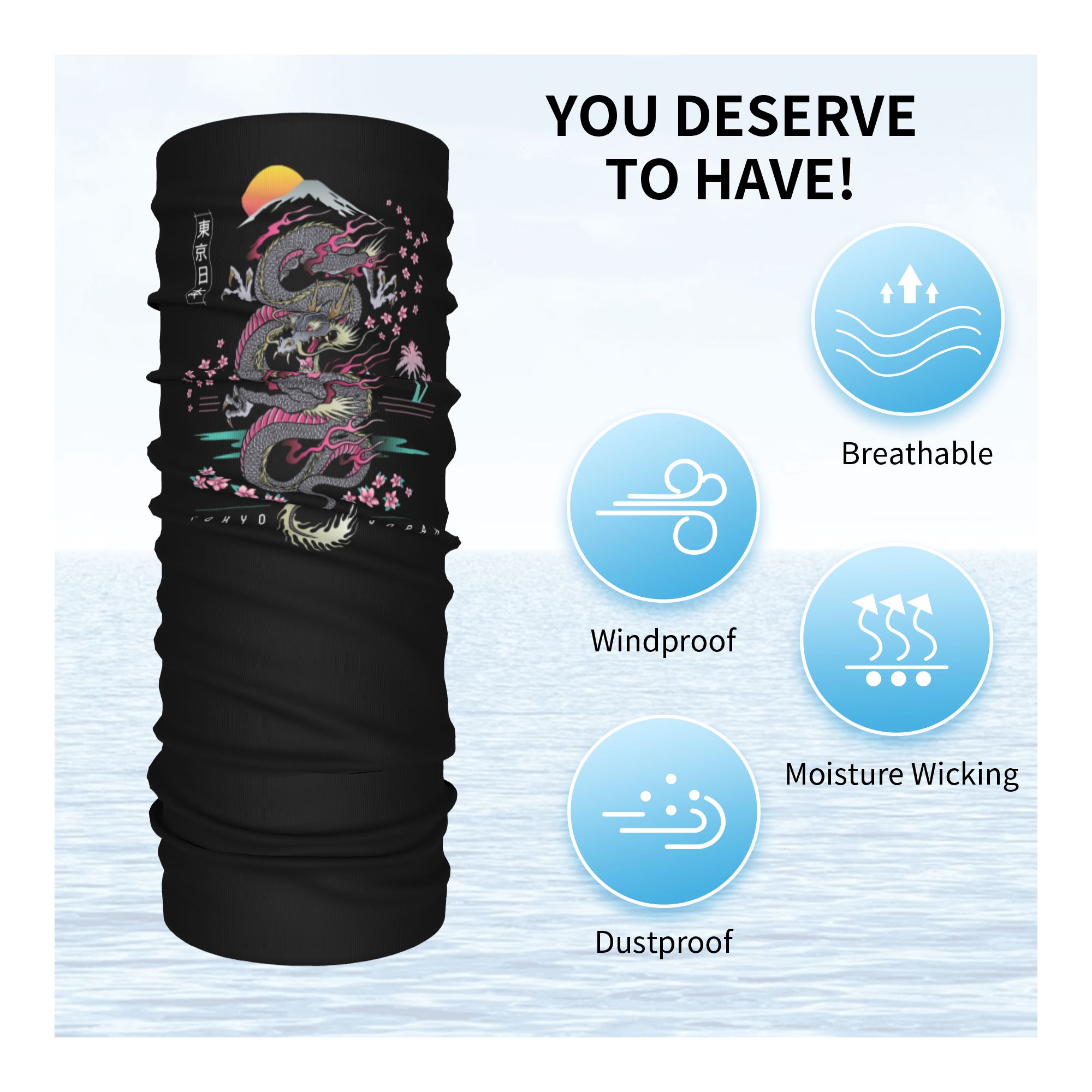 カスタム東京日本ドラゴン冬ヘッドバンドネックウォーマー男性女 - Neck Warmer Tube のレビューと価格