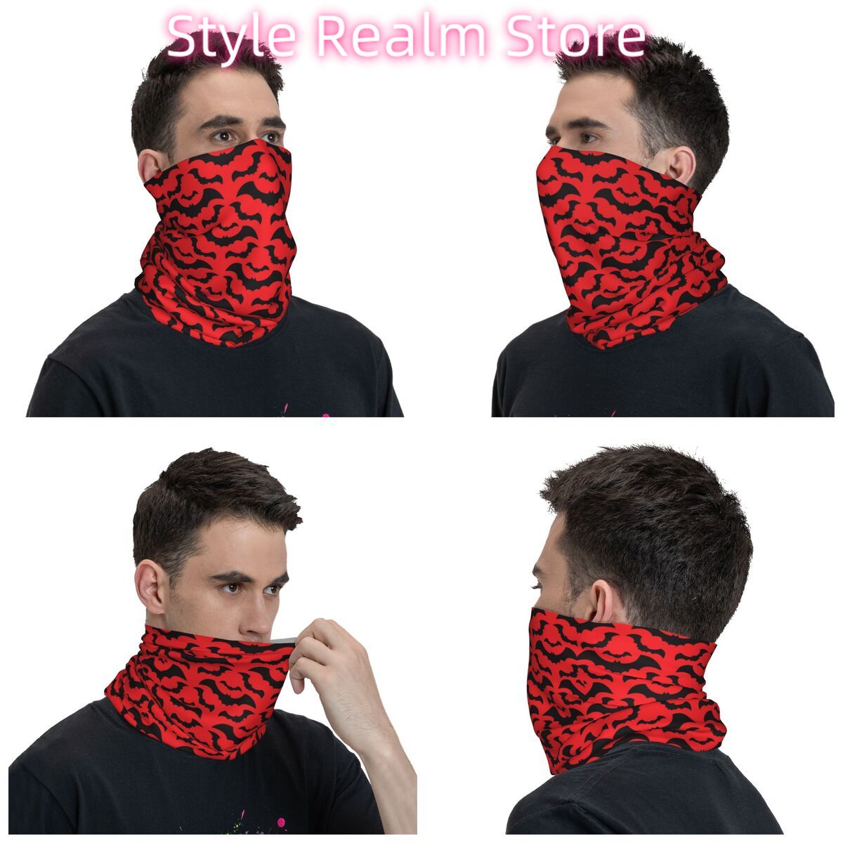 ゴシック魔女コウモリ柄バンダナネックウォーマー男性女性冬スキ - Neck Warmer Tube のレビューと価格