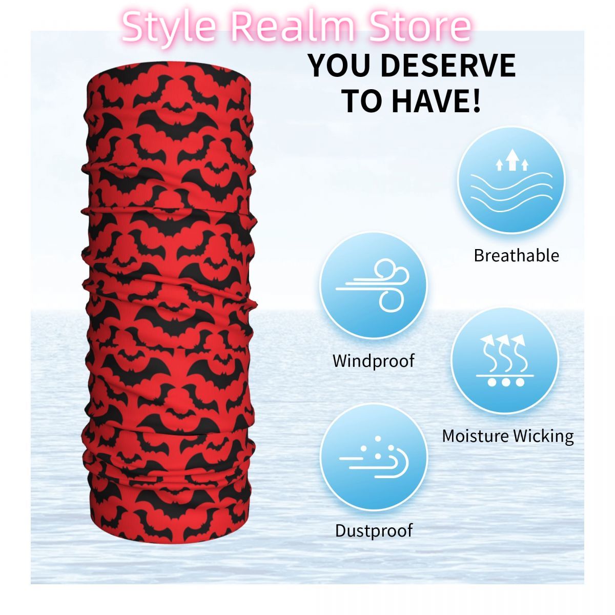 ゴシック魔女コウモリ柄バンダナネックウォーマー男性女性冬スキ - Neck Warmer Tube のレビューと価格
