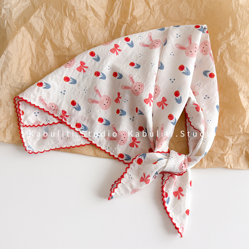 コットンリネンスクエアスカーフ 58cm 花柄プリント 高品 - Ascot Neck Scarf のレビューと価格