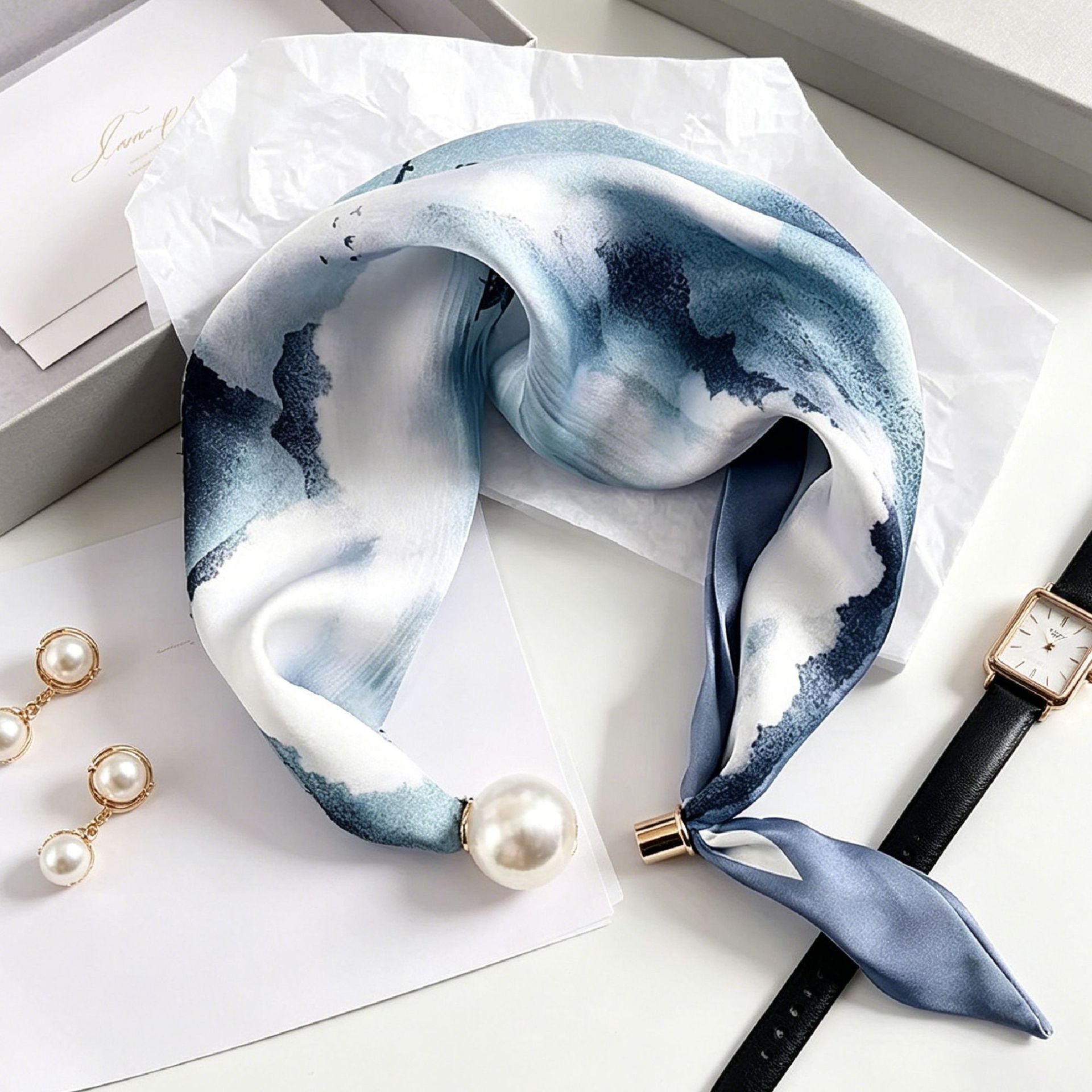 高級騎士パール磁気スカーフ女性夏多用途通気性ネッカチーフファ - Ascot Neck Scarf のレビューと価格