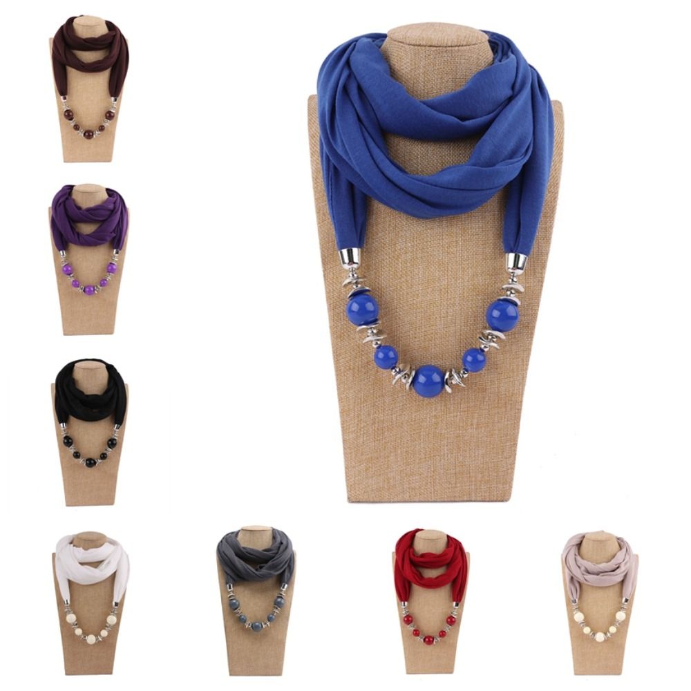 新しいシフォンスカーフネックレス、ビーズ付きエスニックスタイ - Infinity Scarf Knit のレビューと価格