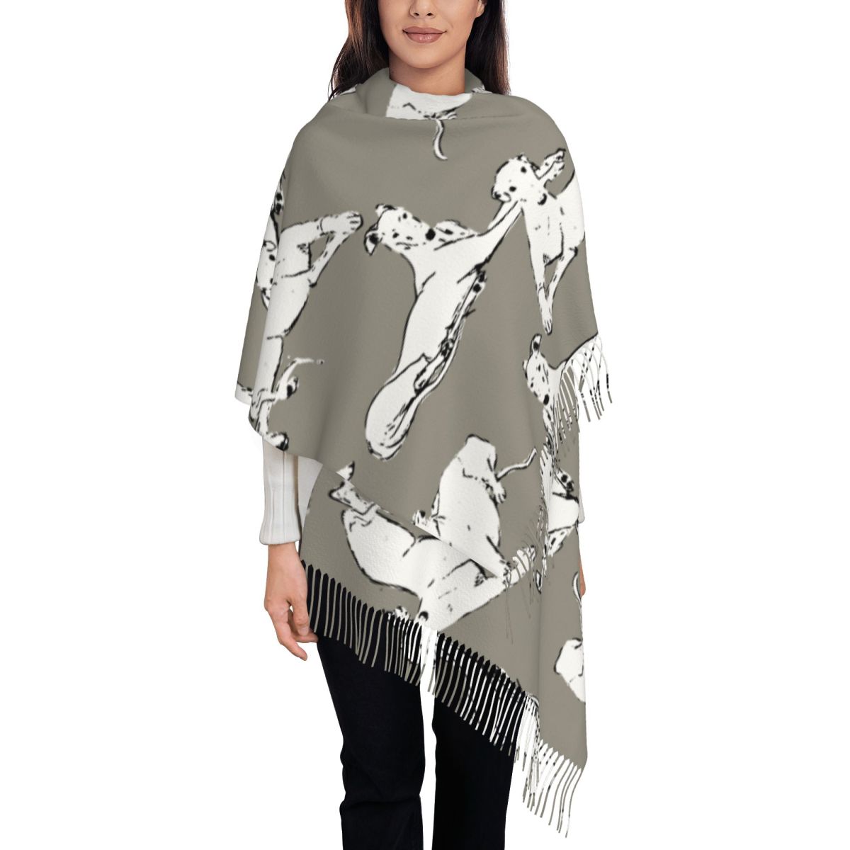 リラックスできるグレイハウンド・ウィペット柄の女性用秋冬パシ - Pashmina Wrap Large のレビューと価格