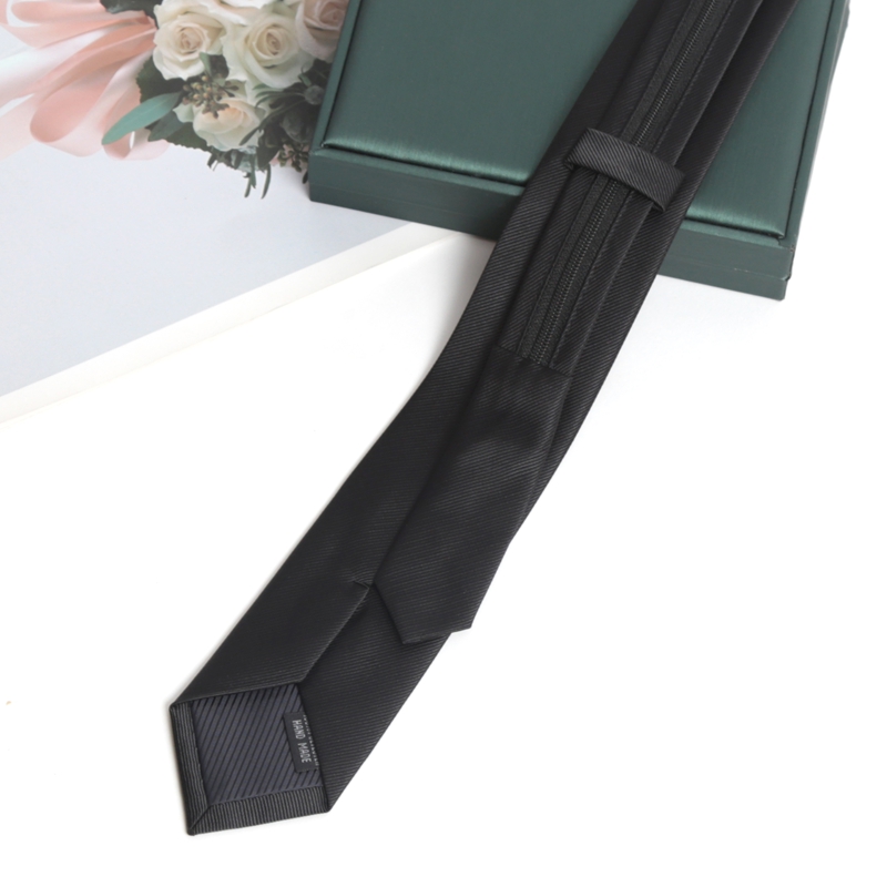黒色ジッパーネクタイ手作り高品質ネクタイスキニー 6 センチ - Skinny Tie Men のレビューと価格
