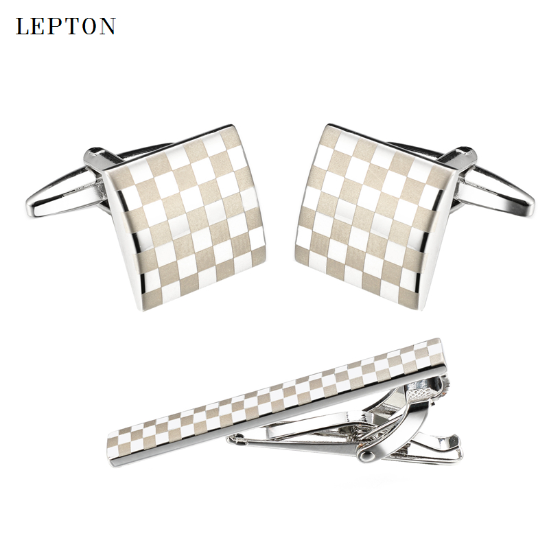 Lepton-男性用のクラシックなスクエアネクタイ,レーザー - Tie Bar Set Gift のレビューと価格