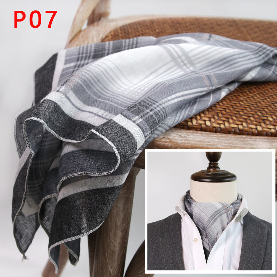 メンズスクエアスカーフ,ボタン付きコットンとリネンのスカーフ - Ascot Neck Scarf のレビューと価格