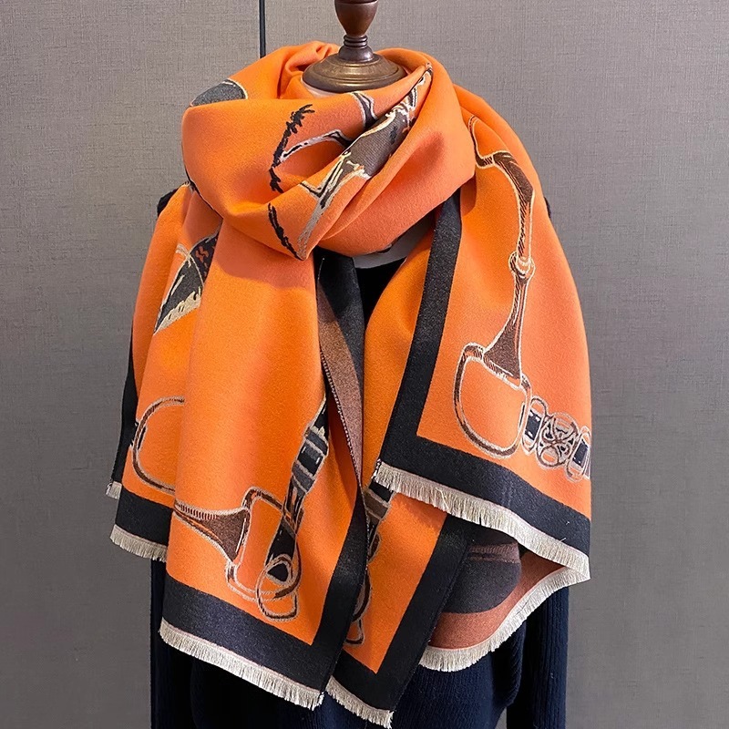 レトロライダー馬模造カシミヤスカーフユニセックス両面厚みのあ - Muffler Men Wool のレビューと価格