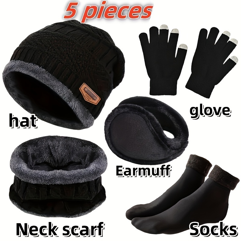 メンズウィンターハット、アウトドアウィンタースカーフ、手袋、 - Muffler Men Wool のレビューと価格