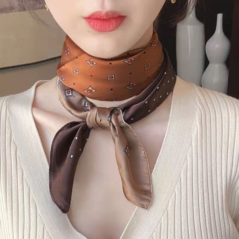 新ファッションゼブラプリントスクエアスカーフソフトサテン薄い - Ascot Neck Scarf のレビューと価格