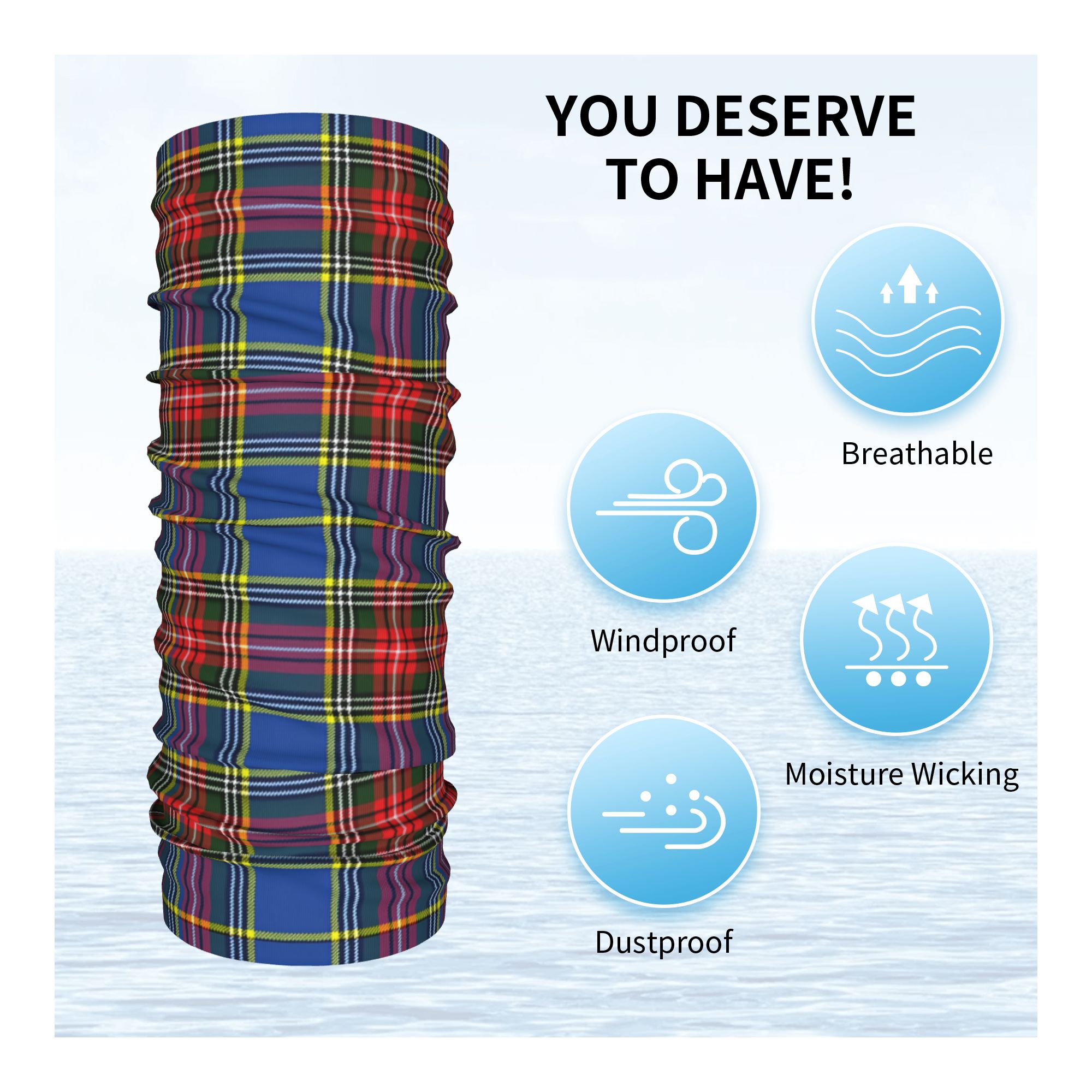 カスタムロイヤルタータンチェック柄ウィンターヘッドバンドネッ - Neck Warmer Tube のレビューと価格