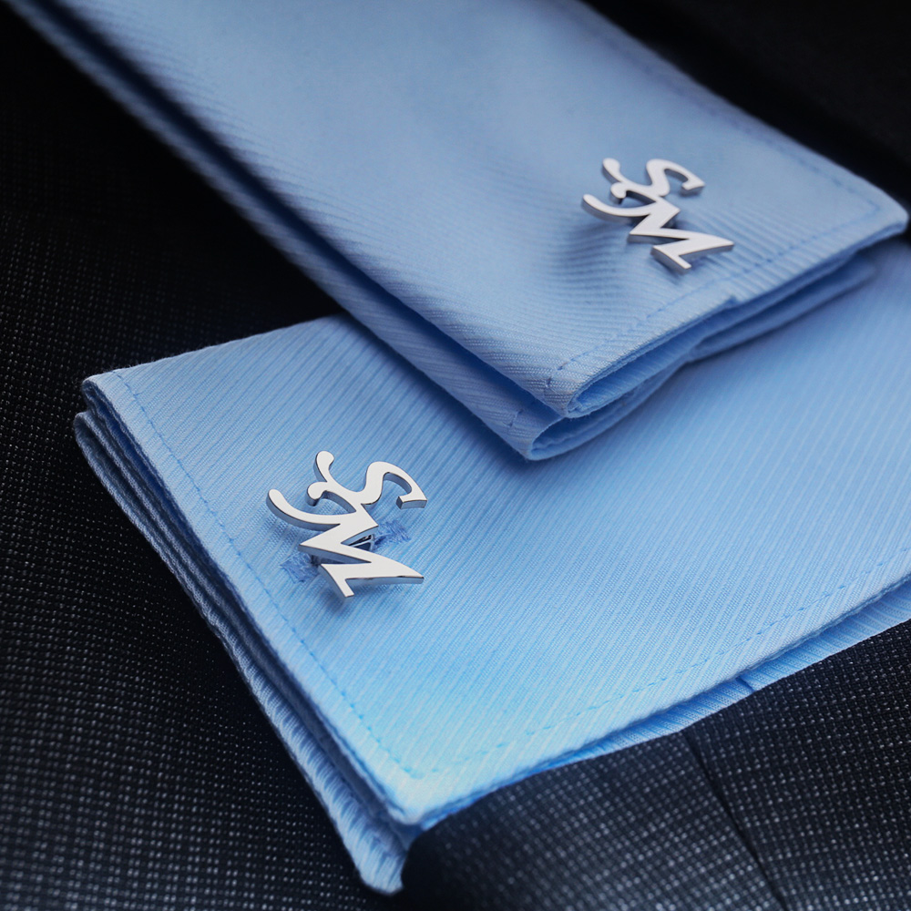 男性用にカスタマイズされた最初の文字のカフスボタン,パーソナ - Tie Clip Silver のレビューと価格