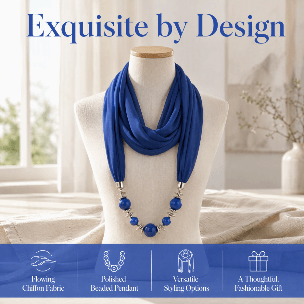 ファッションシフォンスカーフネックレス、無地ビーズ付きインフ - Infinity Scarf Knit のレビューと価格