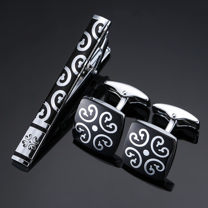 男性用カフリンクスネクタイピン,クラシックパターン,高品質, - Tie Bar Set Gift のレビューと価格