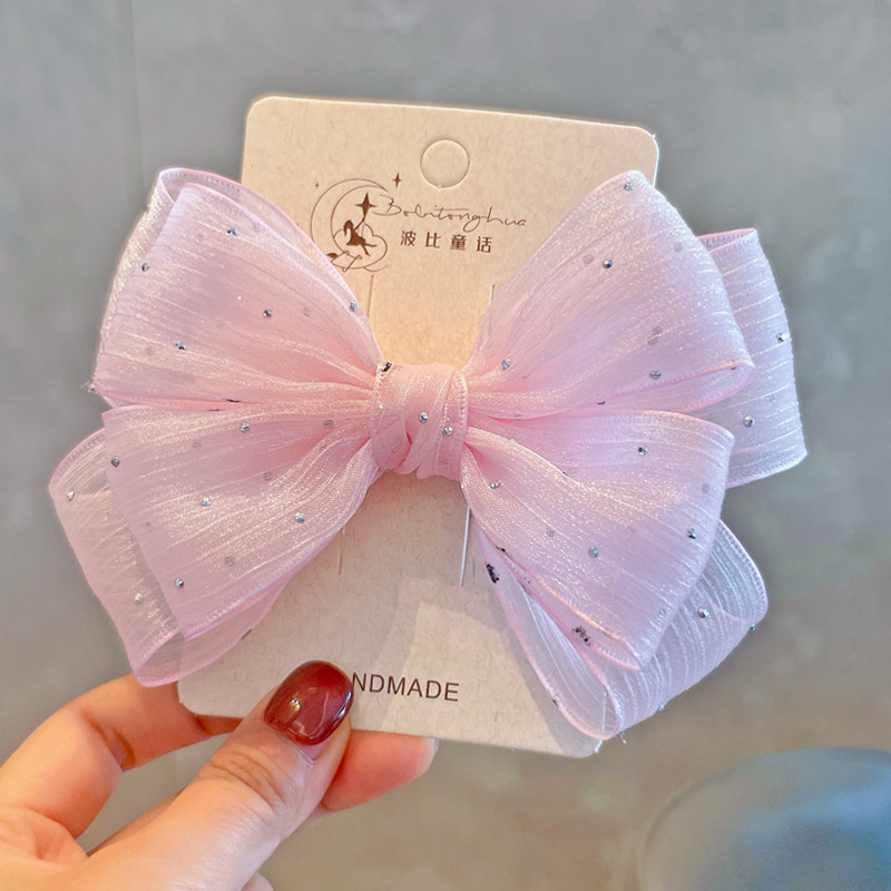 1PC 新プリンセス韓国シルバードットビッグリボン女の子ヘア - Tie Clip Silver のレビューと価格